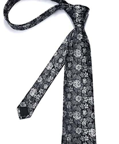 Image of Enlision Ties for Men Floral Tie Handkerchief Cufflinks Set Formal Flower Classic Mens Necktie & Pocket Square Wedding