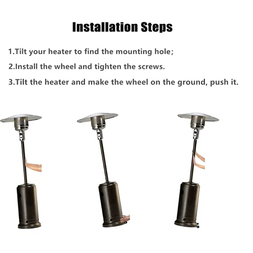 Universal Patio Outdoor Heater Wheel Kit - Easy To Move/Install-Gas Propane Patio Heater Replacement Universal Movable Wheel Pulley With Hardware Set #TOP5