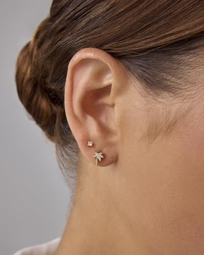 Image of PAVOI 14K Gold Plated Dainty Flat Back Earrings for Women, Piercing Studs