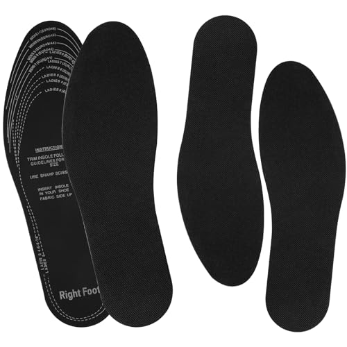 KALIONE 2 Pairs Breathable Shoe Inserts for Women Men, Soft Shoe Pads Inserts Memory Foam Shoe Insoles Replacement Cut to Size Shoe Insert for Women Men Kids Sneakers Flat Shoes, One Size(Black)