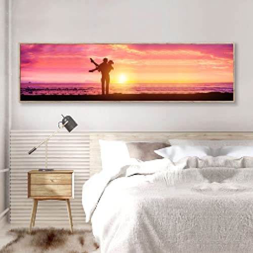 Toile pour habiller un mur vide avec un paysage de coucher de soleil de bord de mer 20x70 cm