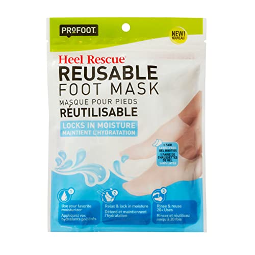 Profoot Heel Rescue Reusable Foot Mask, 1 Pair Latex-Free Gel Booties