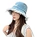Suillty Fashion Tassel Washed Cotton Floppy Wide Brim Denim Bucket Hats for Women Girls Outdoor Summer Beach Fisherman Hat