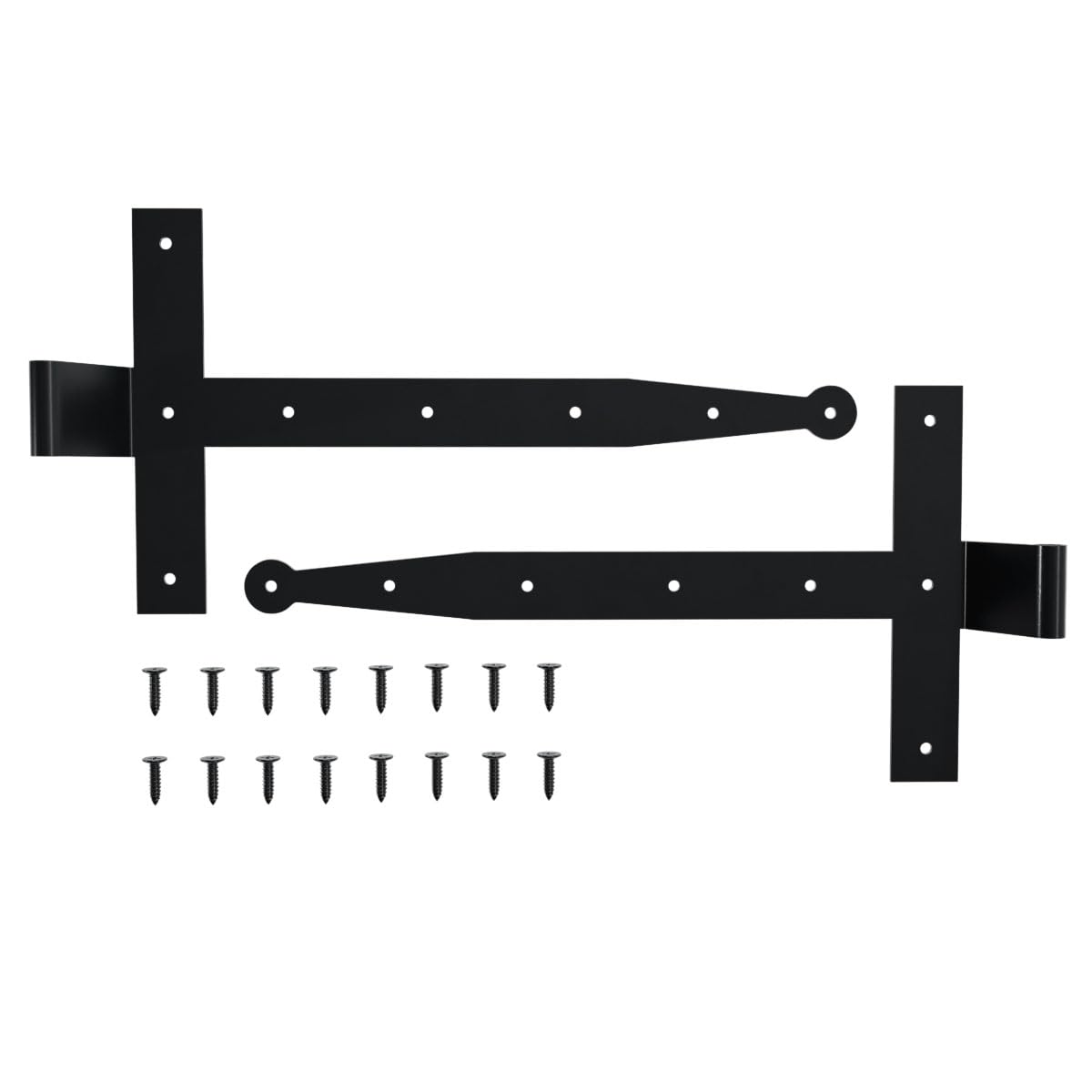 Ekena Millwork SteelTek T-Hinge, 304 Stainless Steel, Powder Coated, Black, 14" L x 8" H, 1-1/2" Offset, Shutter Mounting, Sold as Pair