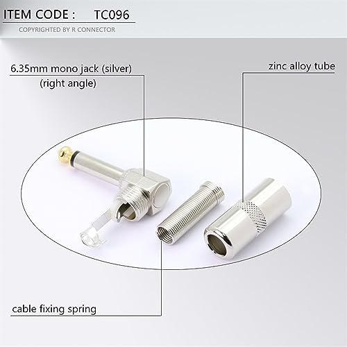 Conector Jack 6.35 mm Mono Macho en Ángulo Recto con Resorte para Pedalera 100 Uds 3