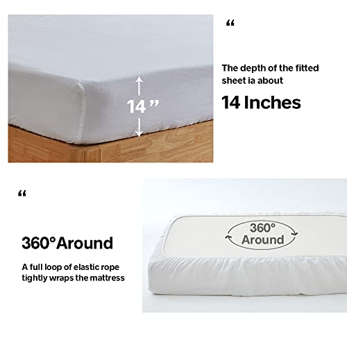 Parure de lit 100 % lin français blanc très grand lit avec drap plat - 4