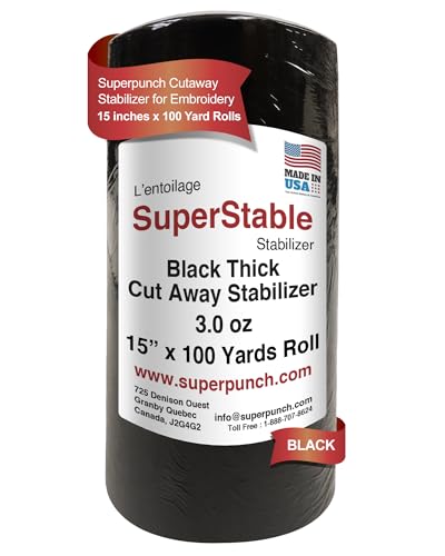 Superpunch Cutaway Embroidery Stabilizer, 3.0 oz, Black, 15 in x 100 yd