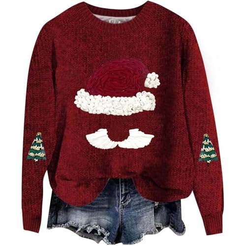 Sudadera de Navidad para mujer en otoño casual con cuello redondo para cenas familiares en invierno