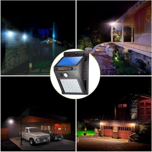 Luminária Energia Solar Parede 30 Led Sensor Presença Automático Movimento Lâmpada Solar Refletor De