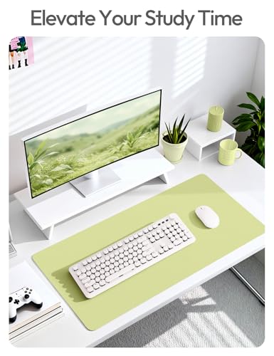 Image of YSAGi Leather Desk Protector, Office Mat, Large Mouse Mat, Non-Slip PU Leather Blotter, Laptop Desk Pad, Waterproof Writing Pad for Office and Home (Peak Green, 47.2 inch x 23.6 inch)