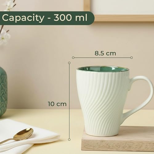Image of The Earth Store White Fusion Wave Coffee Mug - 300ML Ceramic Coffee Mugs Set of 6 | Microwave & Dishwasher Safe Mugs for Gift | Home | Office | Restaurant | Daily Use Tea Mug