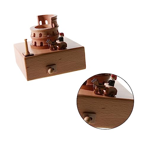Caja de música de madera hecha a mano con diseño de Coliseo Romano 8