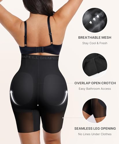 Image of SHAPELLX Butt Lifting Shapewear for Women Tummy Control Padded Shorts High Waisted Faja Body Shaper with Butt Pads
