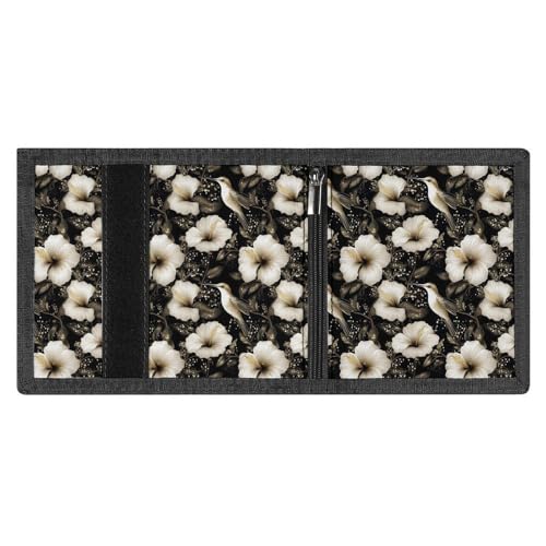 Black Gold Lily Hummingbirds Print Wallet for Men, 8 Credit Card Holder Slim Minimalist Front Pocket Small Mens Bifold Wallets3