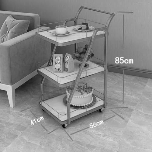 Image of Crown Art SHOPPEEThree-Tier a transportable Kitchen Storage cart and a Serving Trolley for Gatherings, add Tea, Coffee, Whiskey Sampling, and Even a Few Magazines and Novels (Gray Black)