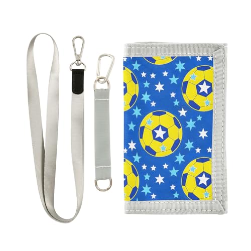 ALAZA Kids Wallets for Boys Girls Toddler Trifold Wallet Children Small Yellow Soccer Star with Zipper Coin Pocket
