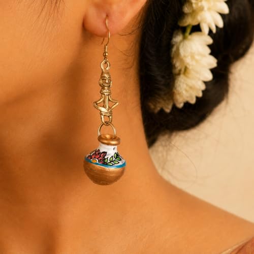 Image of Handcrafted Boho & Tribal Earrings for Women - Wooden, Brass & Terracotta Statement Designs in Drop, Hoop, Loop & Dangle Styles