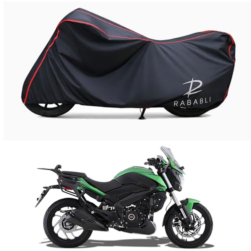 Image of Waterproof Bike Body Cover Compatible for | Bajaj Dominar 400 STD | Taffeta Fabric, Red Piping Design, Bottom Elastic Fit | Dustproof, Sun UV & Rain Protection for All Bikes