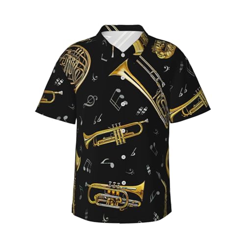 Chemise hawaïenne imprimée instruments de musique short de plage été pour homme