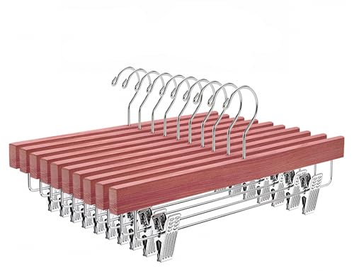 Amber Home 12 Pack American Red Cedar Natural Wood Bottom Pants Hanger