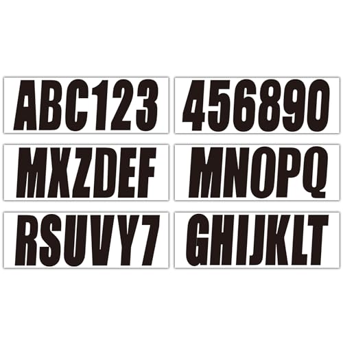 Image of 3 inch Boat Registration Numbers and Letters Marine Sticker Decal | 4 Sets Alpha-Numeric Vinyl Letter for Jet Ski PWC Personal Watercraft Solid Black