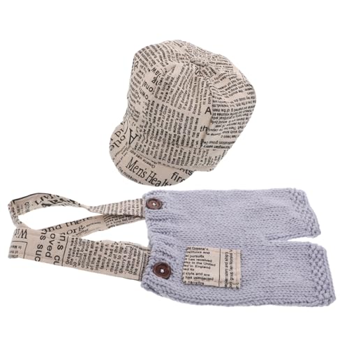 FRCOLOR Né Photo Tenue Garçon Costume Suspendu Crochet avec Béret Déguisement Vendeur de Journaux pour Séance Photo Garçon Fille Tenue Polyvalente Né