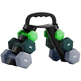 SPORTNOW Dumbbells Set with Carry Storage Rack, Set of 6 Weights for Home Gym, Kettlebell Training Weight Lifting Exercise, 2 x 1kg, 2 x 3kg, 2 x 5kg, Green