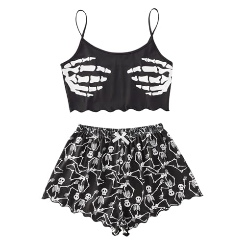 Pyjama Damen Kurzarm Revers Schlafanzug mit Knöpfen Leicht Freizeitanzug...