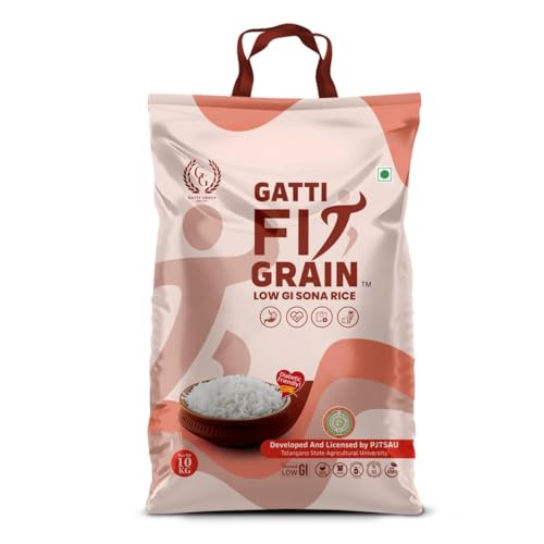 Image of Gatti Fit Grain: Low GI Sona Rice - 10 Kg | Diet & Diabetic Friendly | Ideal Choice for Diabetics & Weight Management for Health-conscious Individuals | Certified Low Sugar Rice | Clinically Certified