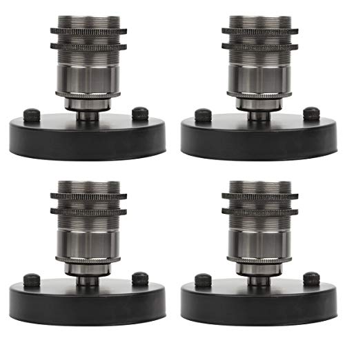 Rétro Douille support de lampe de plafond Edison Style E27 support de l'ampoule de céramique Vintage pendentif adaptateur de lumière (Noir, 4PCS) Cover