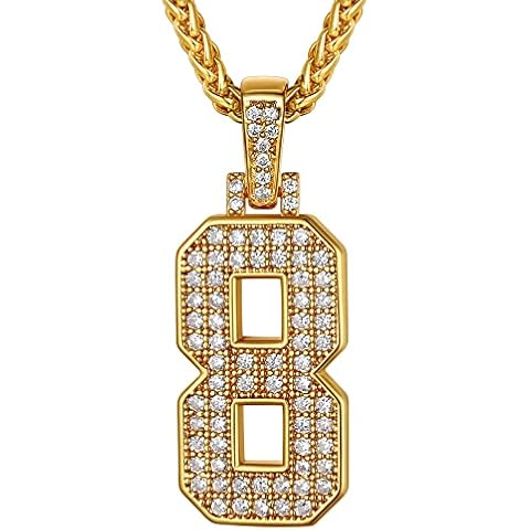 Richsteel Hip Hop Number 8 Pendant Necklace Cover