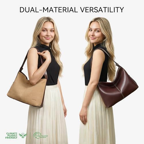 Image of BOSTANTEN Suede and Vegan Leather Purses for Women Roomy Shoulder Handbag