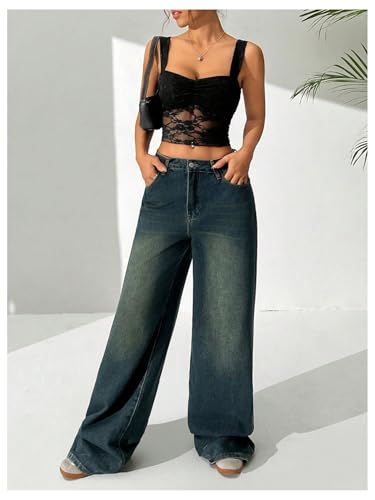 SOLY HUX Women's Y2k Lace Tank Top Sweetheart Neck Sleeveless Ruched Sheer Going Out Crop Tops4