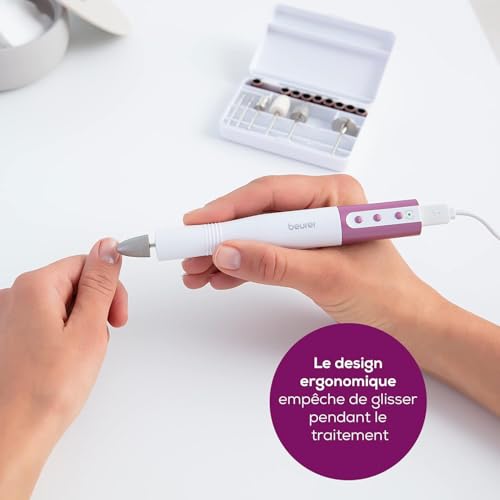 Beurer MP 52 ensemble de manucure, appareil de manucure électrique pour un soin précis des ongles, adapté aux faux ongles, jusqu'à 15 000 tr/min, 8 accessoires de haute qualité