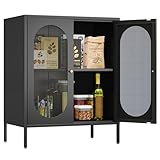 Fumedo 2 Door Accent Cabinet,Metal Storage Cabinet with Adjustable Shelf,Buffet Sideboard for Bed Room,Living Room,Entryway,Hallway,Home,Hotel,Office,Garage,Kitchen,1 Removable Shelf.