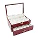 Caddy Bay Collection Rosewood Finish Watch Case Display Storage Watch Box Chest With Glass Clear Viewing Top Holds 20 Watches