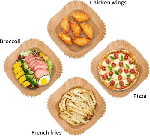 Image of Air Fryer Paper Sheets (200 Pcs), Disposable Paper Liner for Microwave, Oil-Proof Air Fryer Parchment Paper for Frying, Baking, Cooking, Roasting and Microwave (Square 8 INCH)
