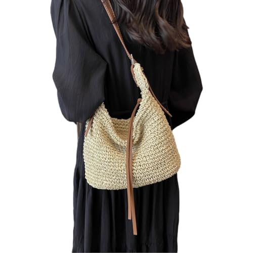 Stylish and Elegant Pleated Handle Bag Spacious Shoulder Bag Straw Crossbody Purse for Women2