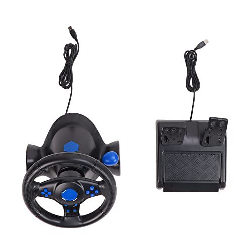 Image of USB Game Steering Wheel, 180 Rotate Game Plug and Play 7 in 1 Steering Wheel Control Buttons with Pedal for PC for