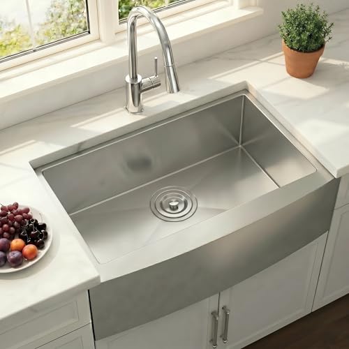 Comllen Commercial 33 Inch 304 Stainless Steel Farmhouse...