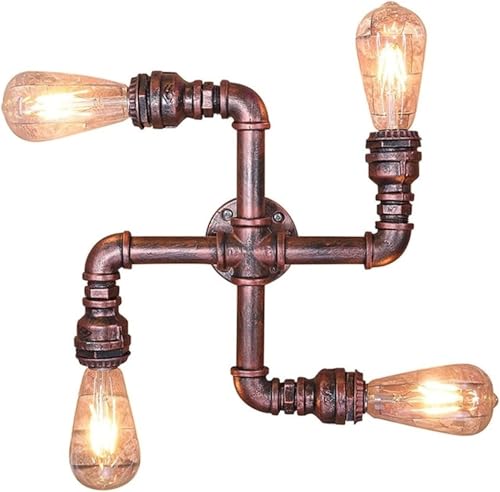 Applique Murale Industrielle Métal de Qualité Luminaire Rétro 4 Lumières
