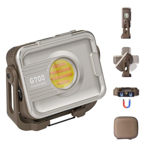 ERAY Foco LED Recargable 1200 Lúmenes, 7 Modos, Batería 6000mAh, IP54 Impermeable, Imán y Gancho, Luz de Trabajo Portátil para Reparación, Camping, Garaje, Emergencia