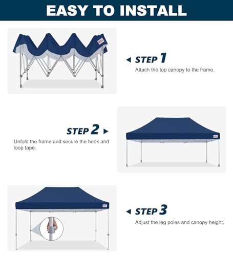 Image of MASTERCANOPY 10x15 Heavy Duty Pop Up Canopy Tent with Roller Bag,Navy Blue