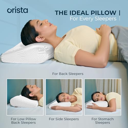 Image of ORISTA Advance Gel Blended Cervical Memory Foam Pillow | 2 Year Warranty |Orthopedic Neck & Shoulder Support Pillow for Sleeping |Improves Posture & Spinal Alignment | 23 x 14.5 x 4.5 Inch | Set of 2