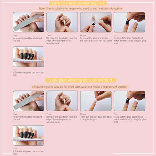 French Tip Press On Nails Medium Ballerina Fake Nails With Pink Heart Star Glitter Novel Design Glue On Nails Acrylic Nails Decoration False Nails With Glue Glossy Nails For Women Girls 24Pcs #TOP6