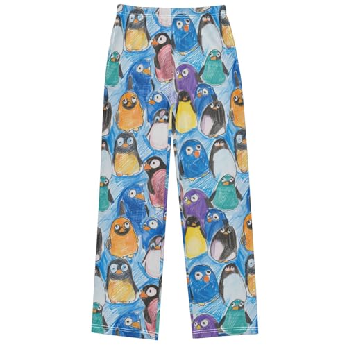 Boy's Pants Penguin Color Jogger Pants Elastic Waist Long Bottoms Trousers with Pockets 6-14 Years