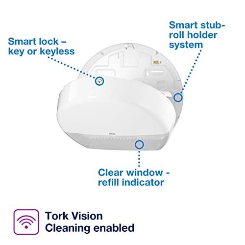 Tork Mini Jumbo Toilet Paper Roll Dispenser White T2, 555020A - image 2