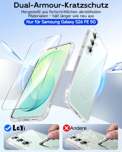 LeYi für Samsung Galaxy S26 FE-5G Hülle mit 2 Stück Schutzfolie-Transparent – Ansicht 5