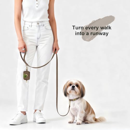 Image of Didog Soft PU Leather Dog Collar for Small Dogs, Quick Release, Brown S