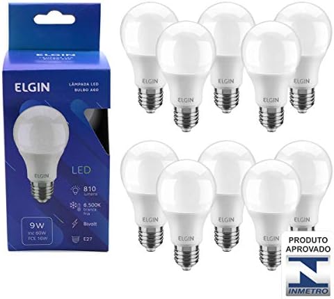 Kit Lampada led 9W 6500k Branco Frio Bivolt - Elgin - 10 Unidades